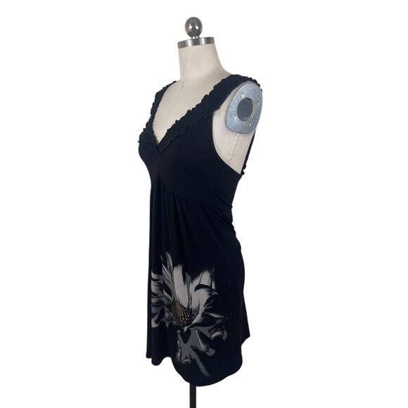 Moa Moa Y2K Dress Womens Medium Black Floral Sleeveless Whimsigoth Dark Cottage - Picture 4 of 9